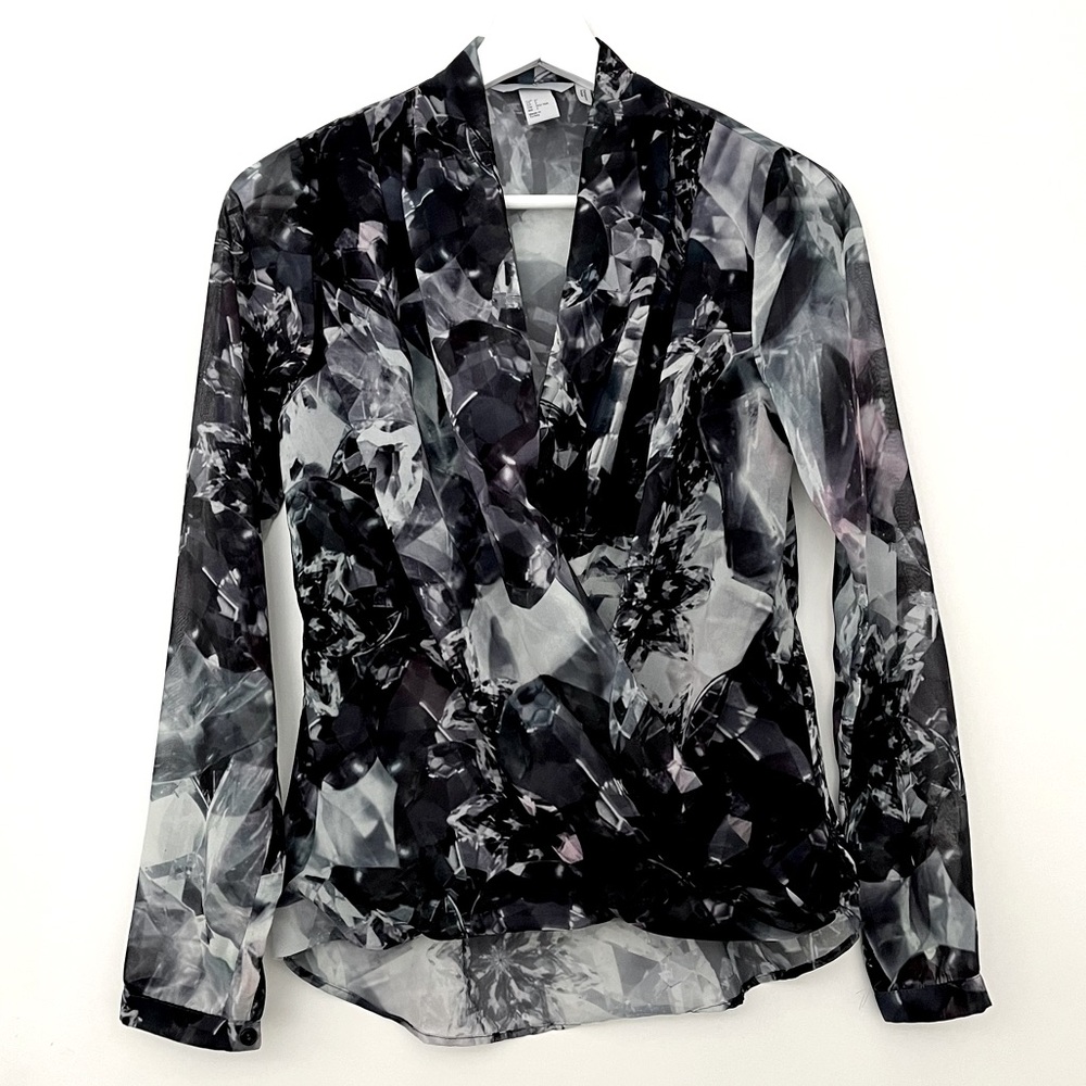 H&M draped chiffon printed blouse